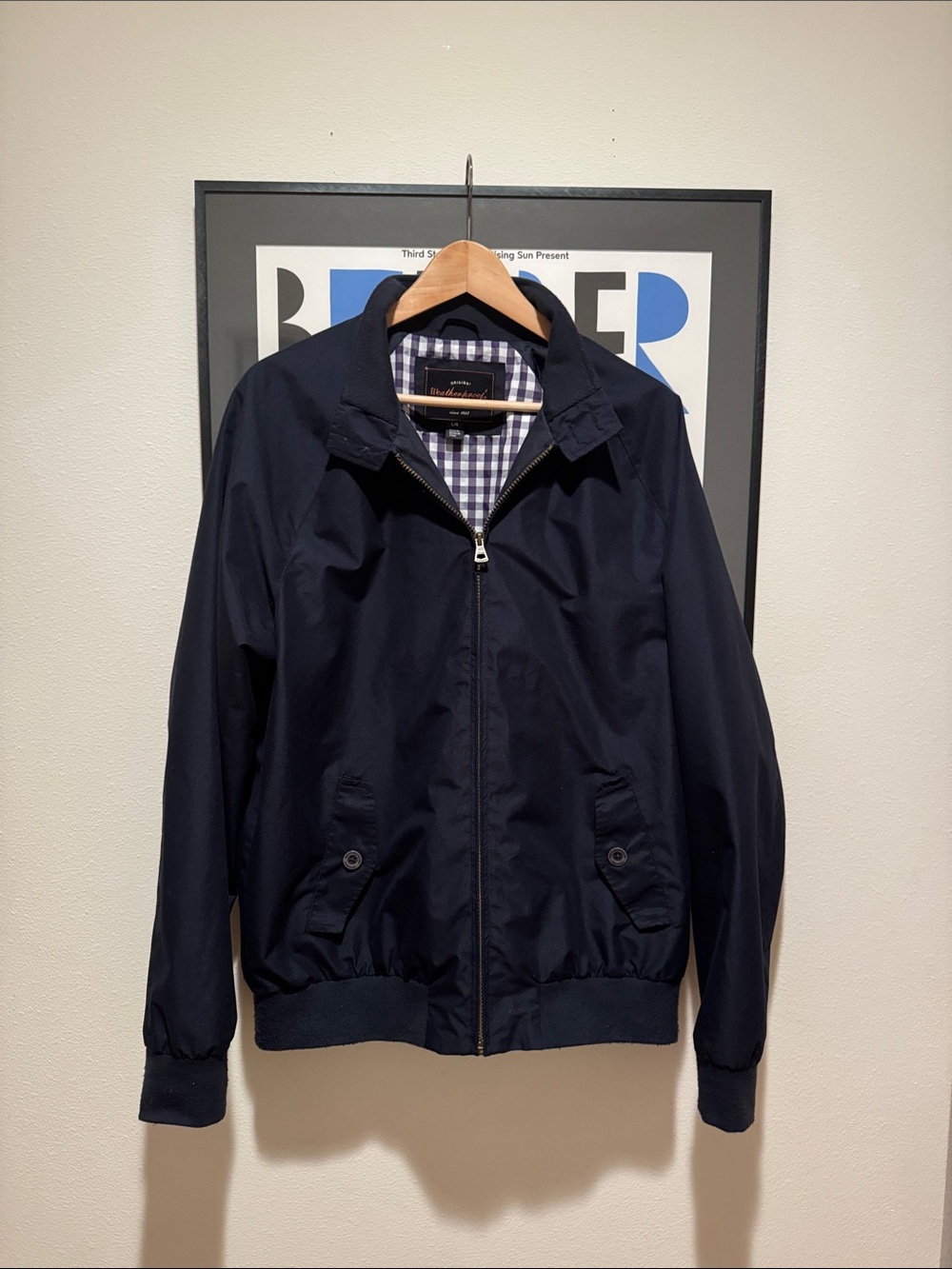 Weatherproof Navy Bomber Jacket - Zip Front
